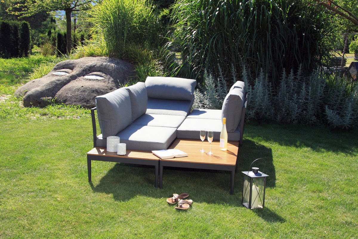 LOUNGEGARNITUR   243/68/243 cm  - Anthrazit/Silberfarben, Basics, Holz/Textil (243/68/243cm) - Acamp