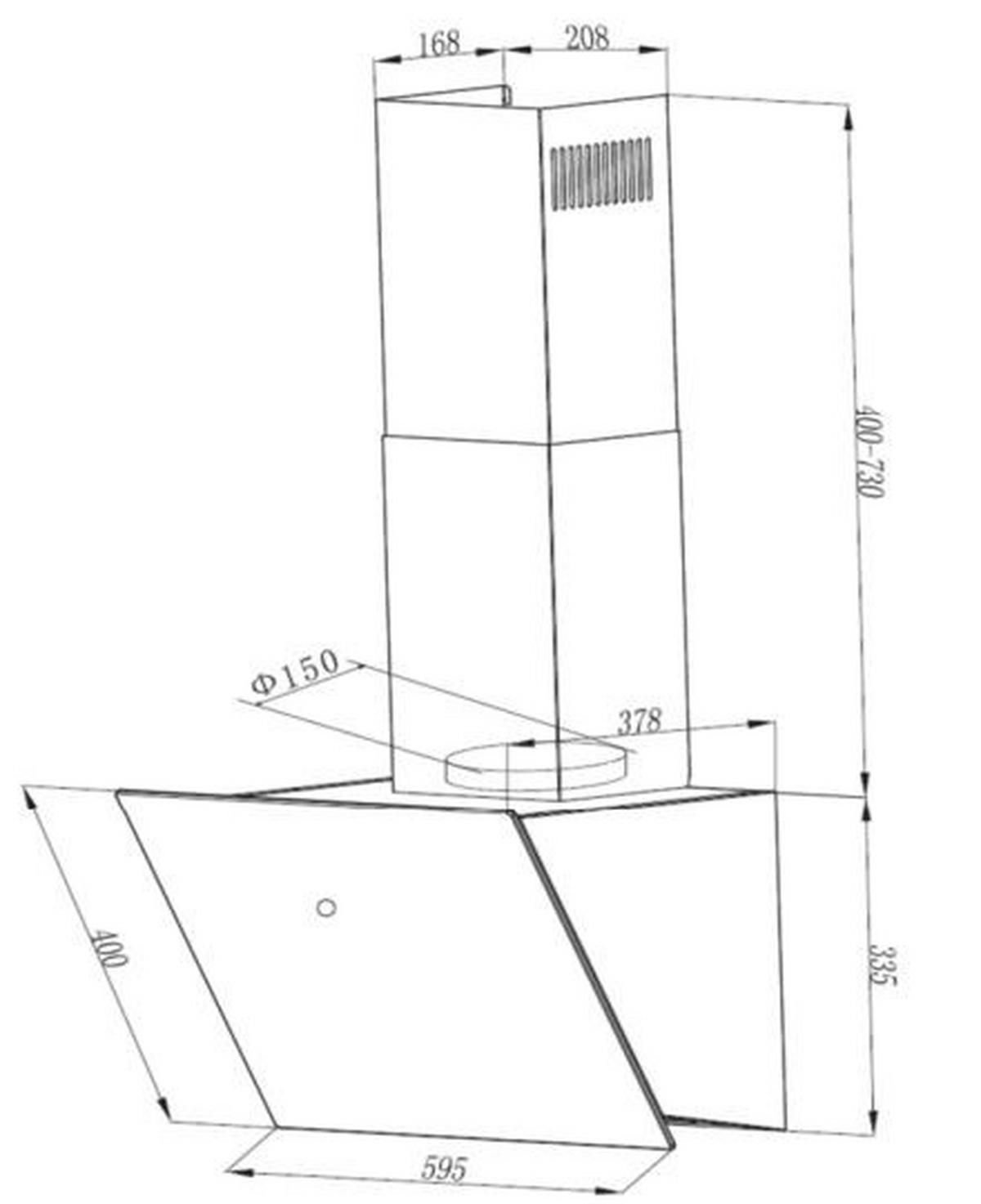DUNSTABZUGSHAUBE CH111060SA++  - Schwarz, Trend, Glas/Metall (59,5/74,8–109,5/38,5cm) - Respekta