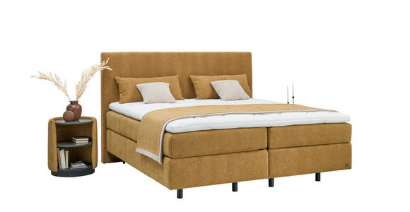 BOXSPRINGBETT 180/200 cm  in Bernsteinfarben  - Bernsteinfarben/Schwarz, KONVENTIONELL, Holz/Holzwerkstoff (180/200cm) - Dieter Knoll