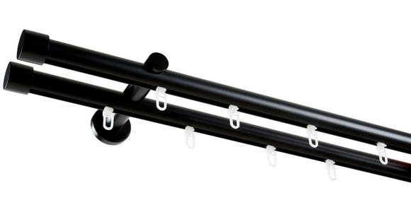 VORHANGSTANGENSET 120 cm - Schwarz, Basics, Metall (120cm) - Homeware