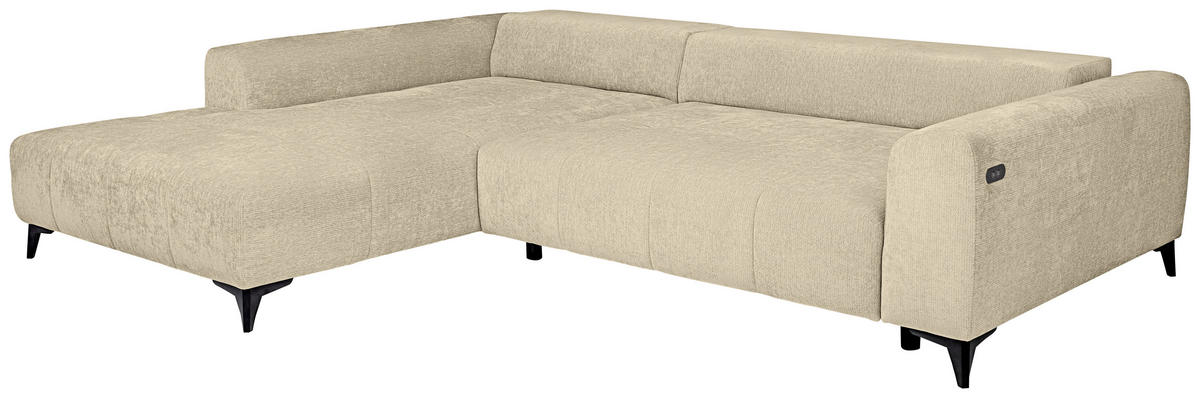 HÖRNSOFFA i chenille beige  - beige/svart, Klassisk, textil/plast (222/279cm) - MID.YOU