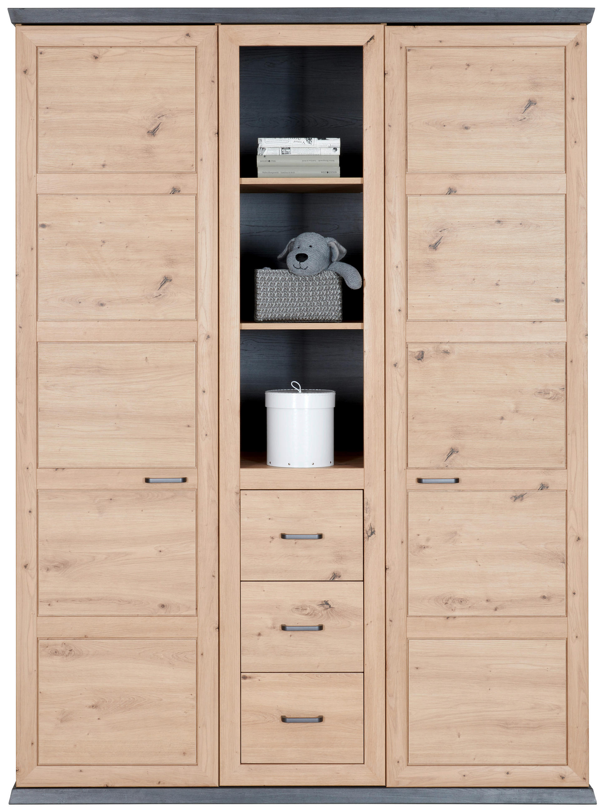 BABYKLEIDERSCHRANK Benton  - Eichefarben/Dunkelgrau, Natur, Holzwerkstoff/Kunststoff (154/209,2/60,2cm) - My Baby Lou