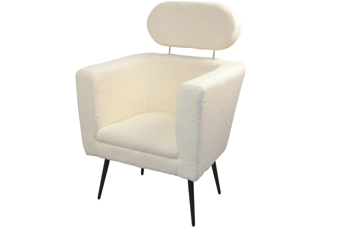 SESSEL Teddystoff Weiß    - Schwarz/Weiß, Design, Textil/Metall (67/72/95-103cm) - MID.YOU