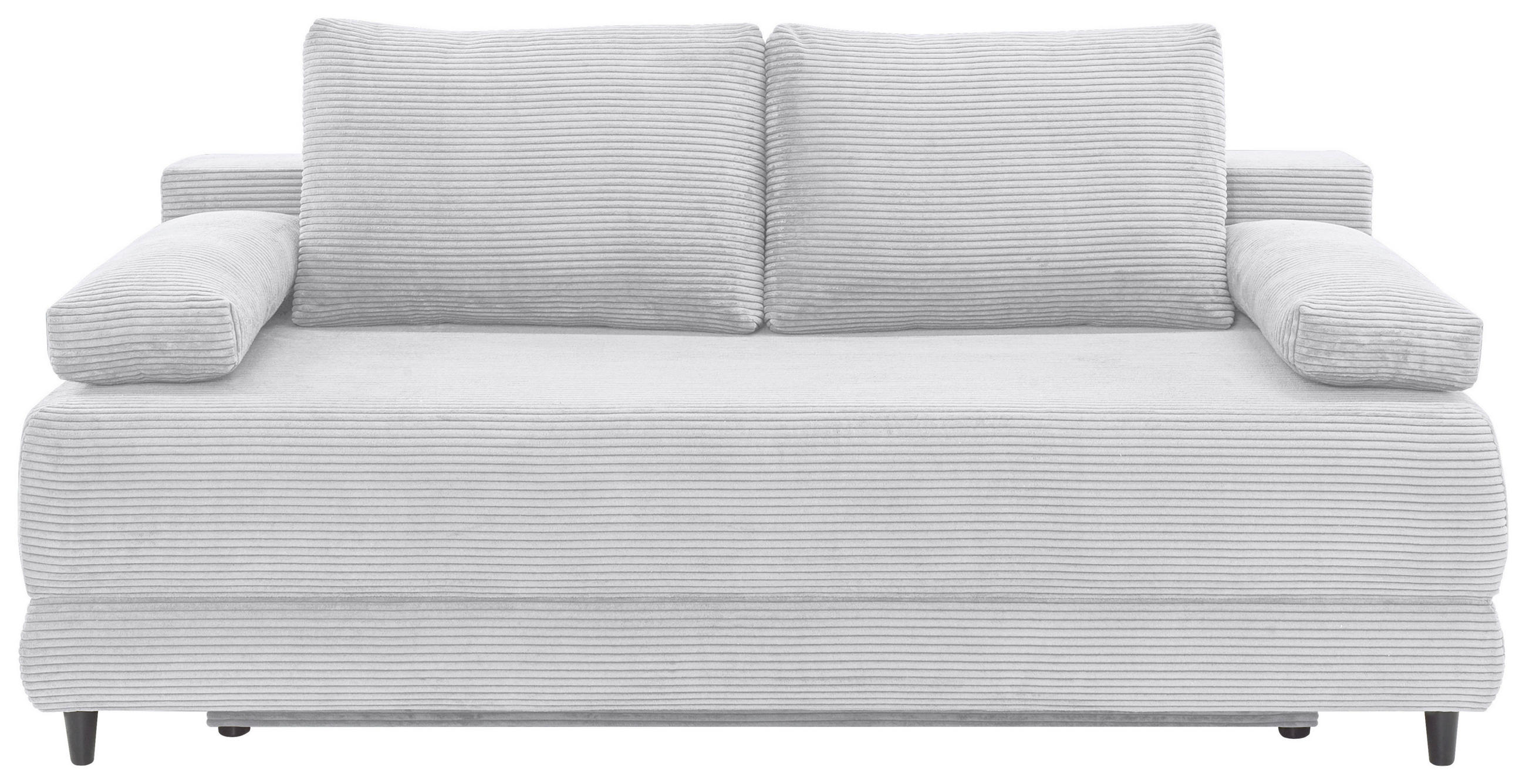 SCHLAFSOFA  mit Liegefunktion, Schlafen auf Sitzhöhe, Rücken echt Cord Hellgrau  - Hellgrau/Schwarz, KONVENTIONELL, Holz/Textil (196/96/103cm) - Carryhome