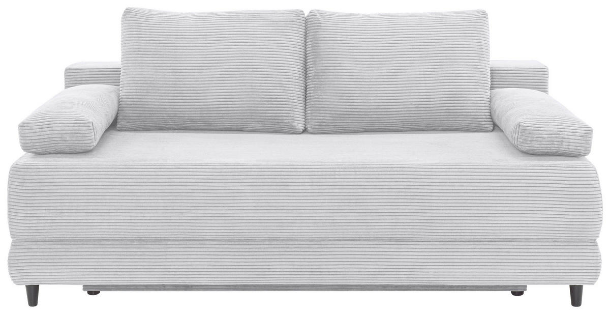 SCHLAFSOFA  mit Liegefunktion, Schlafen auf Sitzhöhe, Rücken echt Cord Hellgrau  - Hellgrau/Schwarz, KONVENTIONELL, Holz/Textil (196/96/103cm) - Carryhome