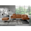 ECKSOFA in Echtleder Cognac  - Chromfarben/Cognac, Design, Leder/Metall (273/250cm) - Livetastic