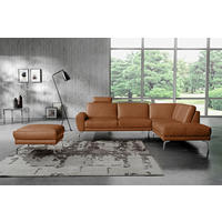 ECKSOFA in Echtleder Cognac  - Chromfarben/Cognac, Design, Leder/Metall (273/250cm) - Livetastic