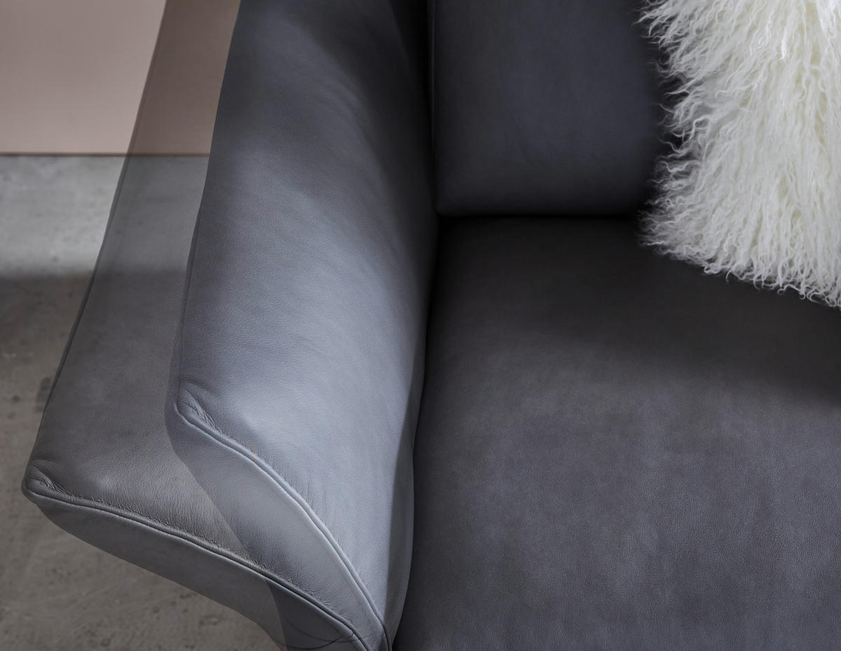 3-SITZER-SOFA Echtleder Dunkelgrau  - Dunkelgrau/Anthrazit, Design, Leder/Metall (224/92/95cm) - Himolla