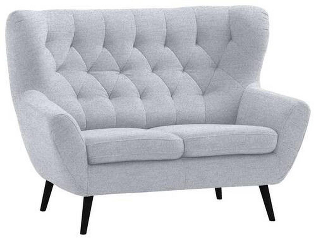 2-SITZER-SOFA Skagen in Flachgewebe Hellgrau  - Hellgrau/Schwarz, Design, Holz/Textil (137/101/95cm) - Stylife