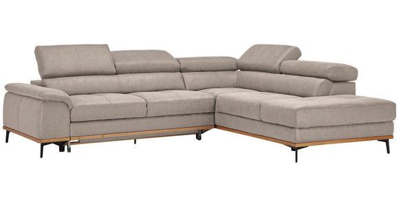ECKSOFA Hellbraun Webstoff - Hellbraun/Schwarz, Natur, Holz/Textil (282/226cm) - Novel