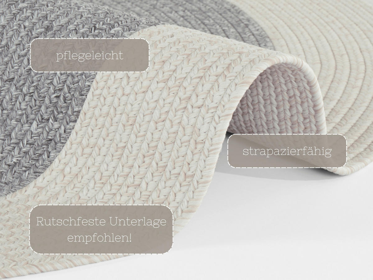 OUTDOORTEPPICH 150 cm Braided Creme, Grau  - Creme/Grau, Design, Kunststoff (150cm)