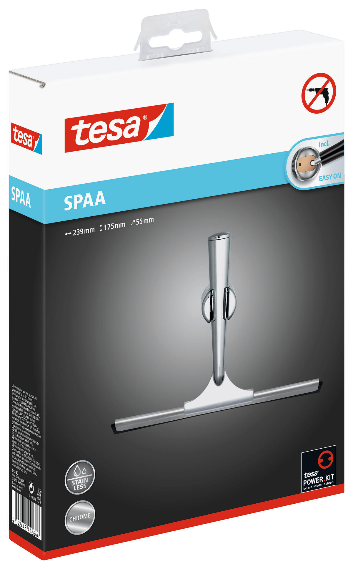 DUSCHABZIEHER - Chromfarben, Basics, Kunststoff/Metall (23,9/17,4/5,5cm) - Tesa