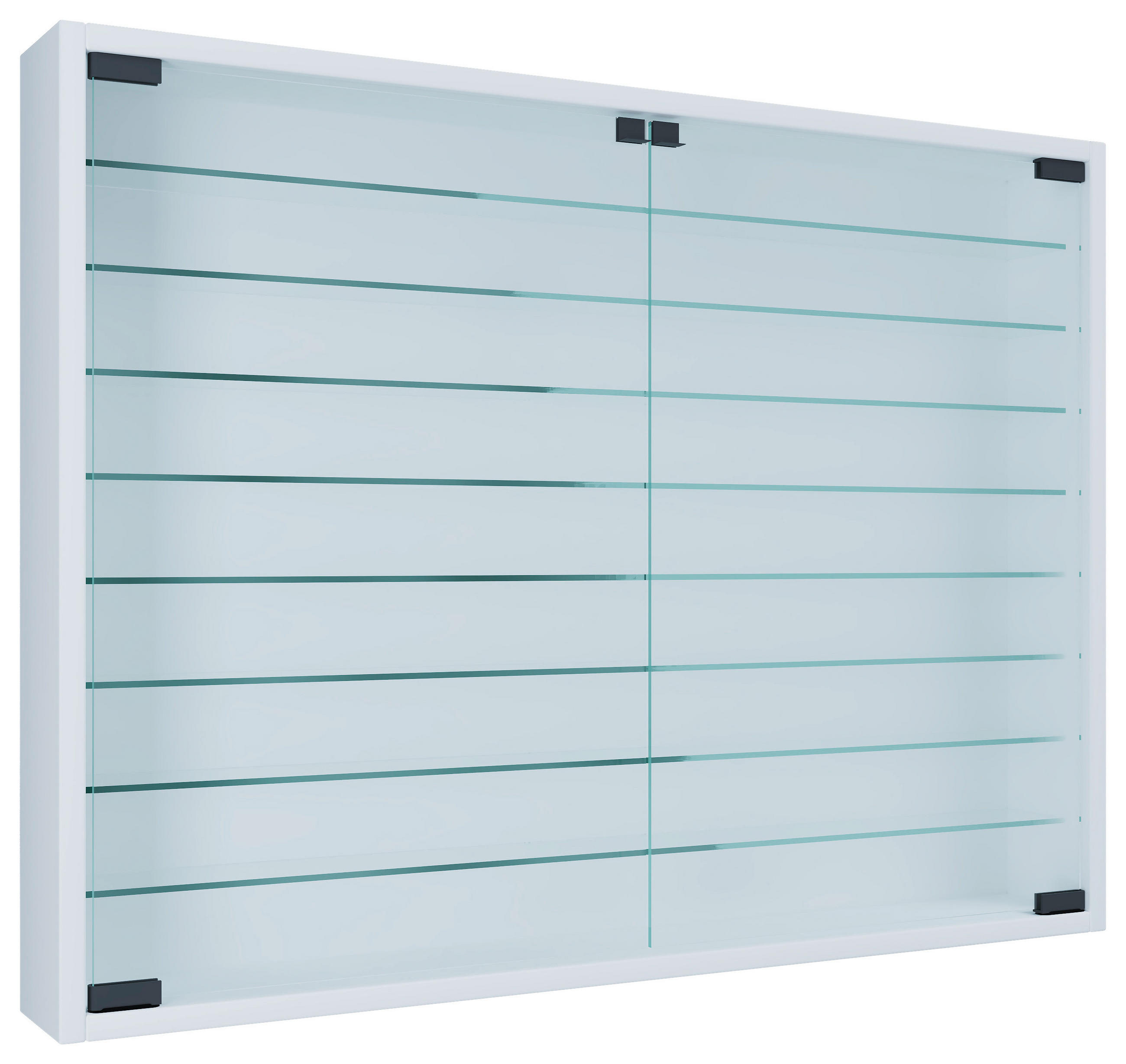VÄGGHÄNGT VITRINSKÅP i vit   - vit/svart, Modern, trämaterial/glas (80/60/10cm) - MID.YOU