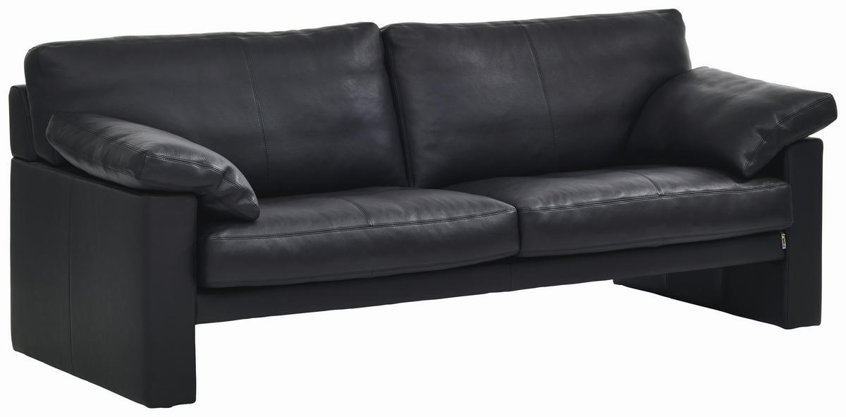 2-SITZER-SOFA Schwarz Echtleder  - Schwarz, Design, Leder (210/81-84/87cm) - Erpo