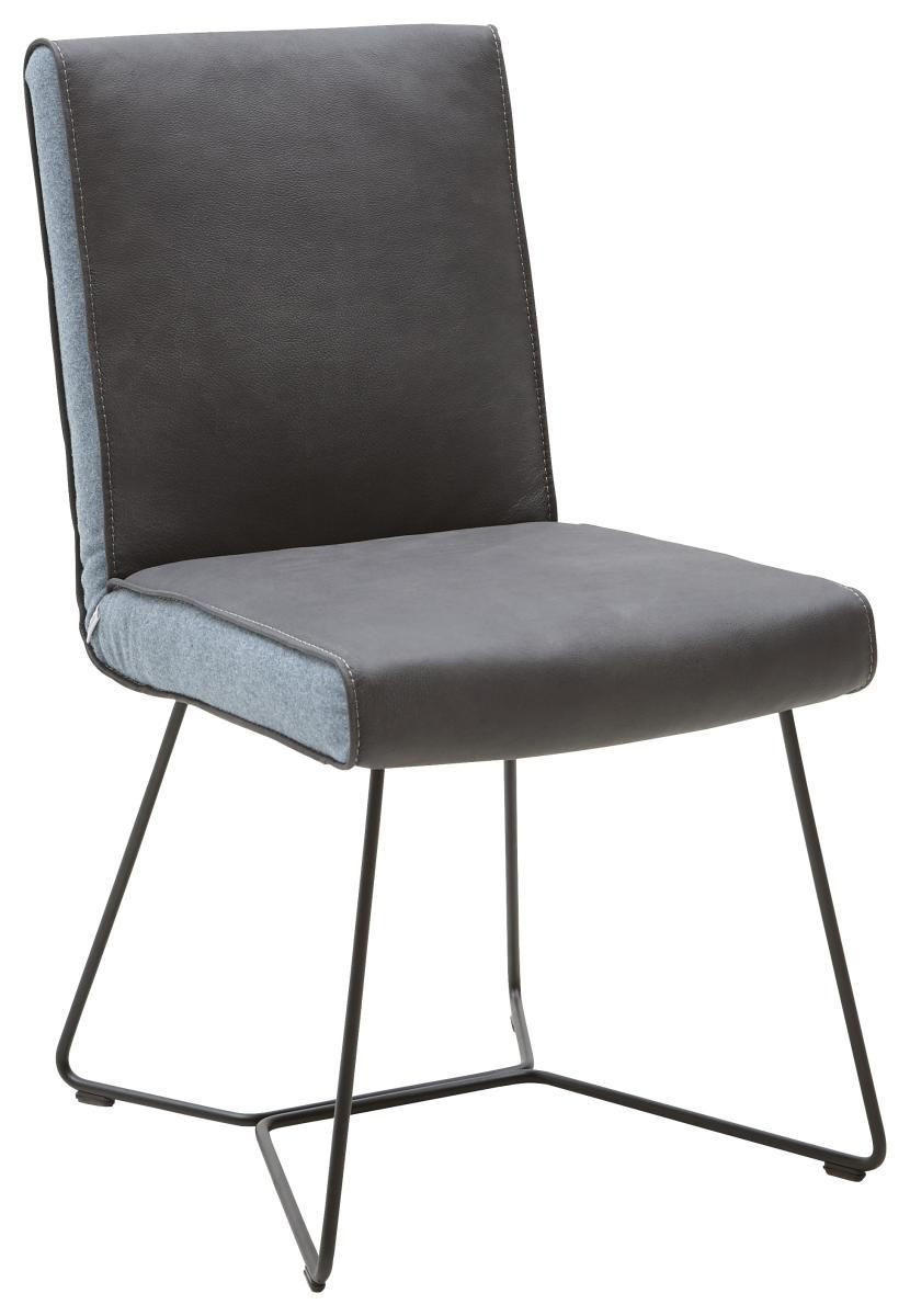 STUHL  in Stahl Flachgewebe Echtleder  - Türkis/Dunkelbraun, Design, Leder/Textil (64/93/65cm) - Ambiente