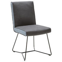 STUHL  in Stahl Flachgewebe Echtleder  - Türkis/Dunkelbraun, Design, Leder/Textil (64/93/65cm) - Ambiente