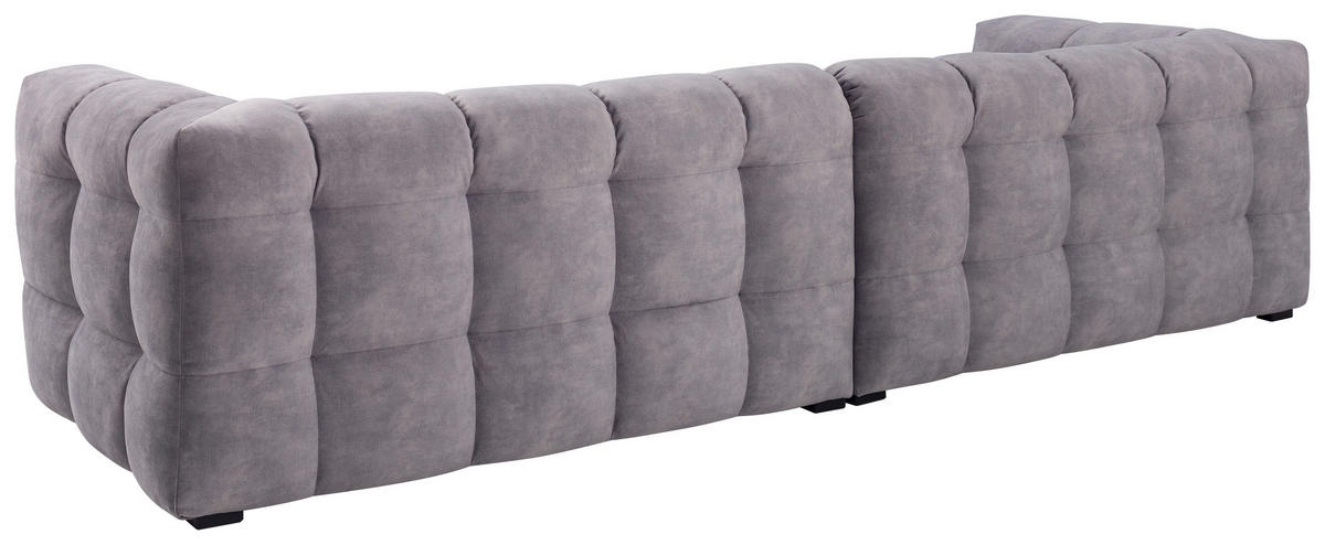 VIERSITZER-SOFA Samt Hellgrau  - Hellgrau/Schwarz, Design, Holz/Textil (282/68/105cm)