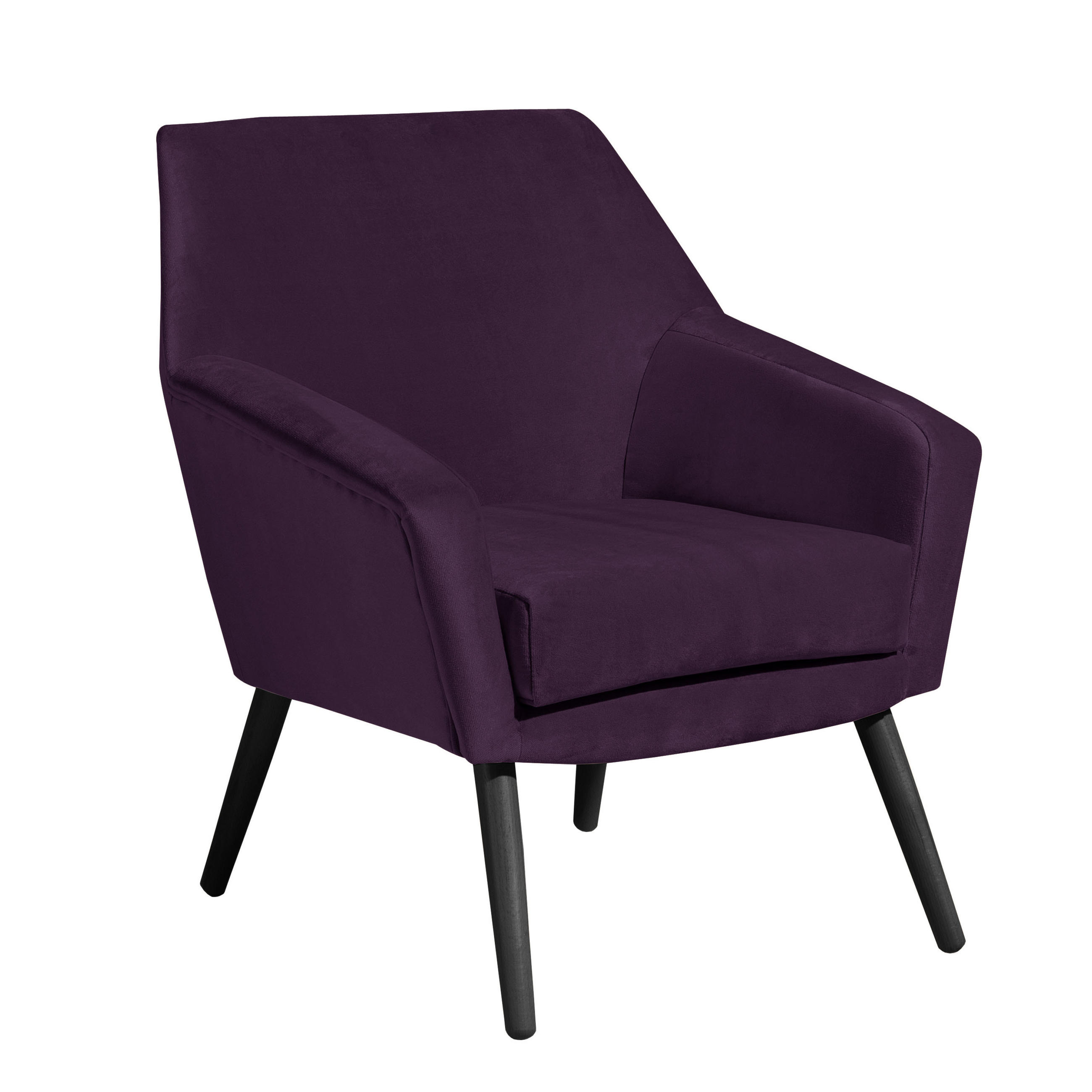 SESSEL in Samt, Velours Lila, Schwarz  - Lila/Schwarz, Design, Holz/Textil (67/81/71cm) - Max Winzer