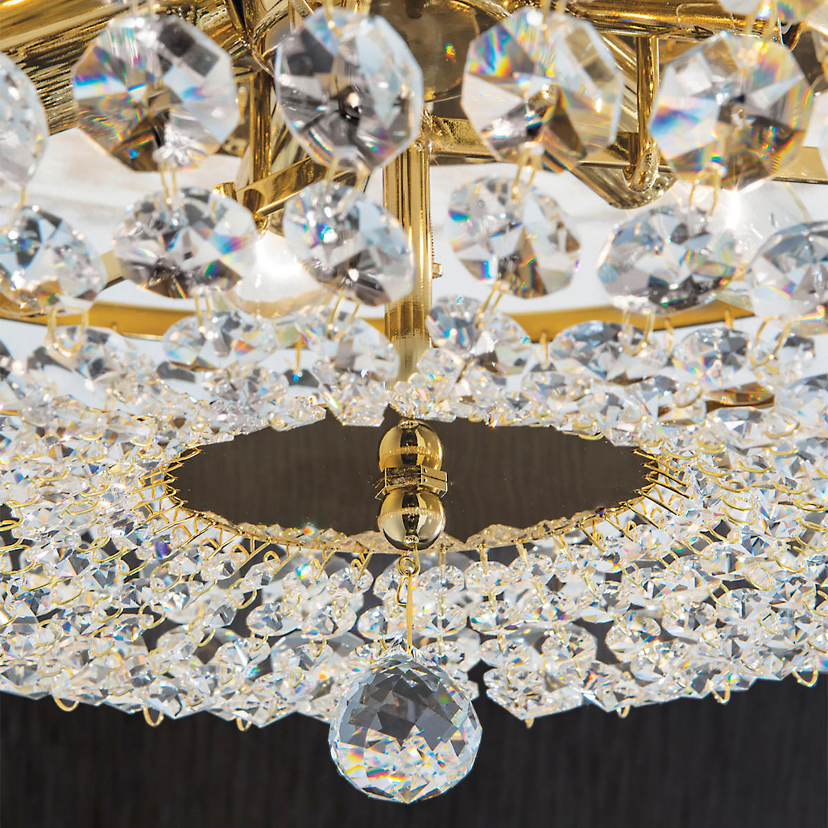 KRISTALL-DECKENLEUCHTE Sheraton  45 cm  - Goldfarben, LIFESTYLE, Metall (45cm)