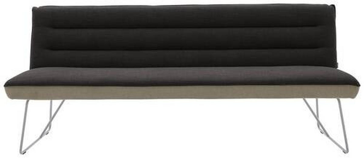 SITZBANK in Metall, Textil Anthrazit, Edelstahlfarben, Greige  - Edelstahlfarben/Greige, Design, Textil/Metall (208/89/68cm) - Dieter Knoll