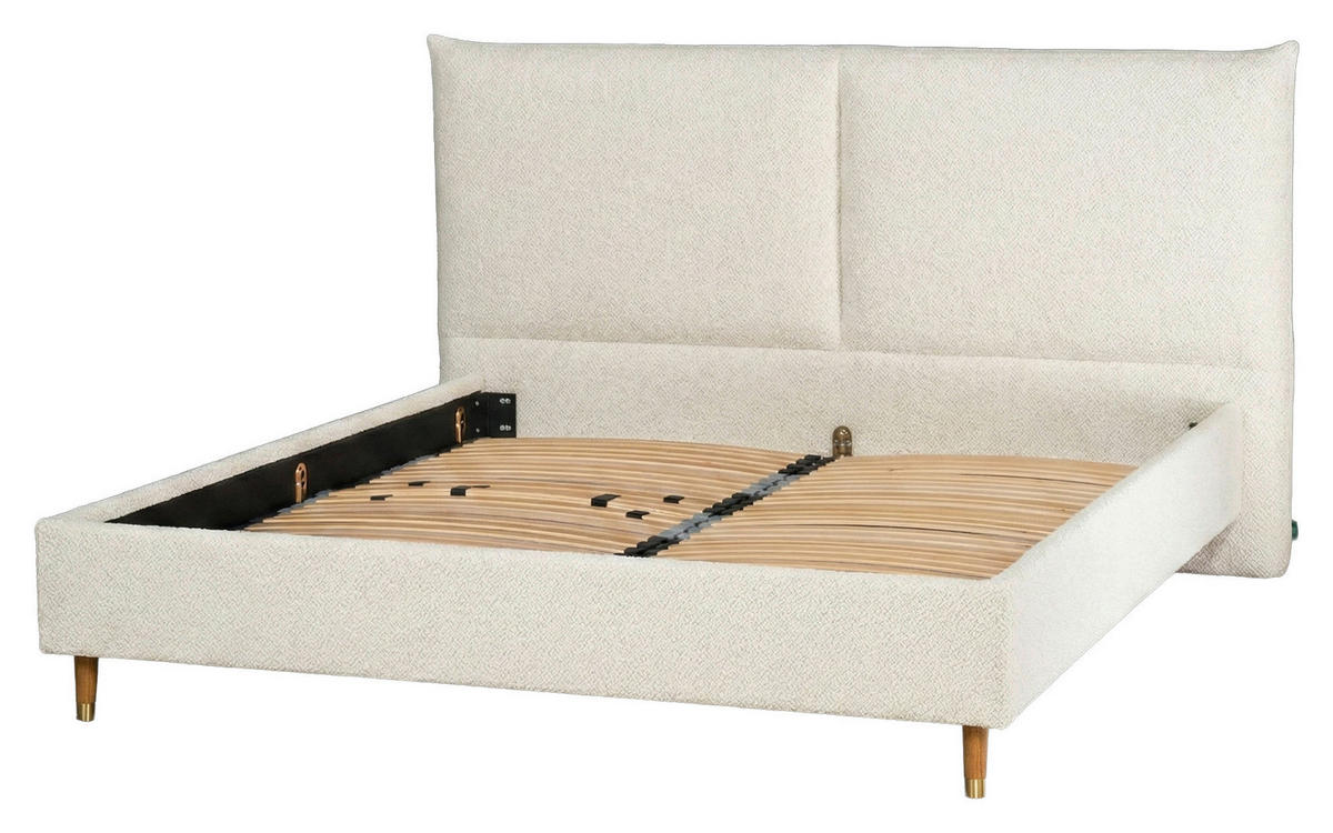 POLSTERBETT 140/200 cm,  in Weiß,  - Eichefarben/Weiß, MODERN, Holz/Textil (140/200cm) - Livetastic