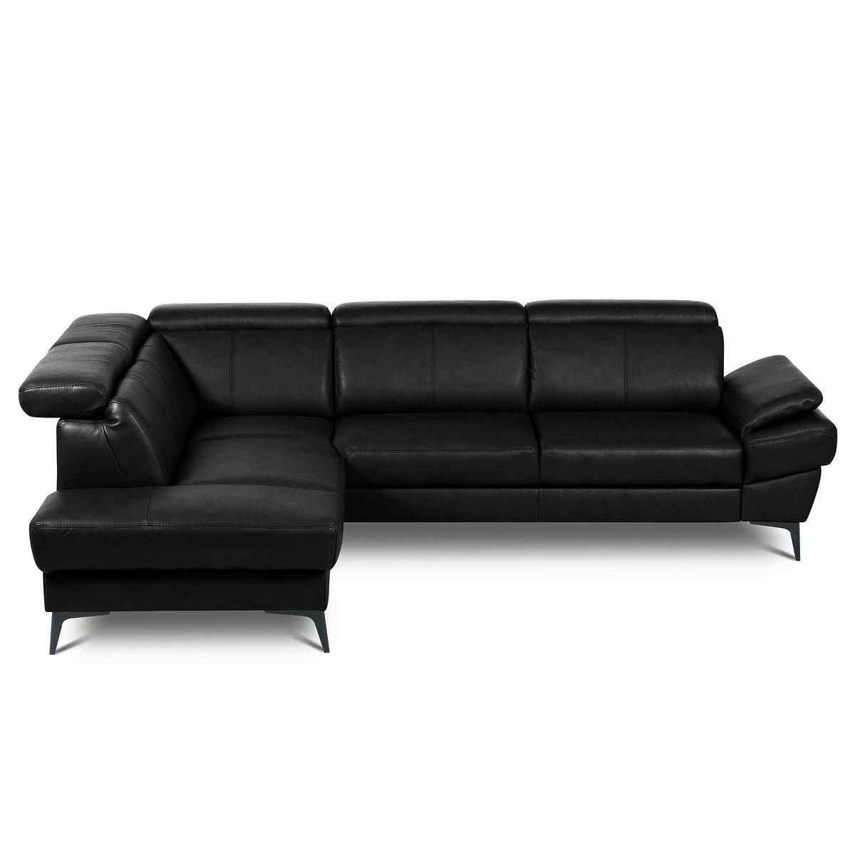 ECKSOFA  in Lederlook Echtleder Schwarz  - Schwarz, Design, Leder/Textil (211/264cm) - Livetastic