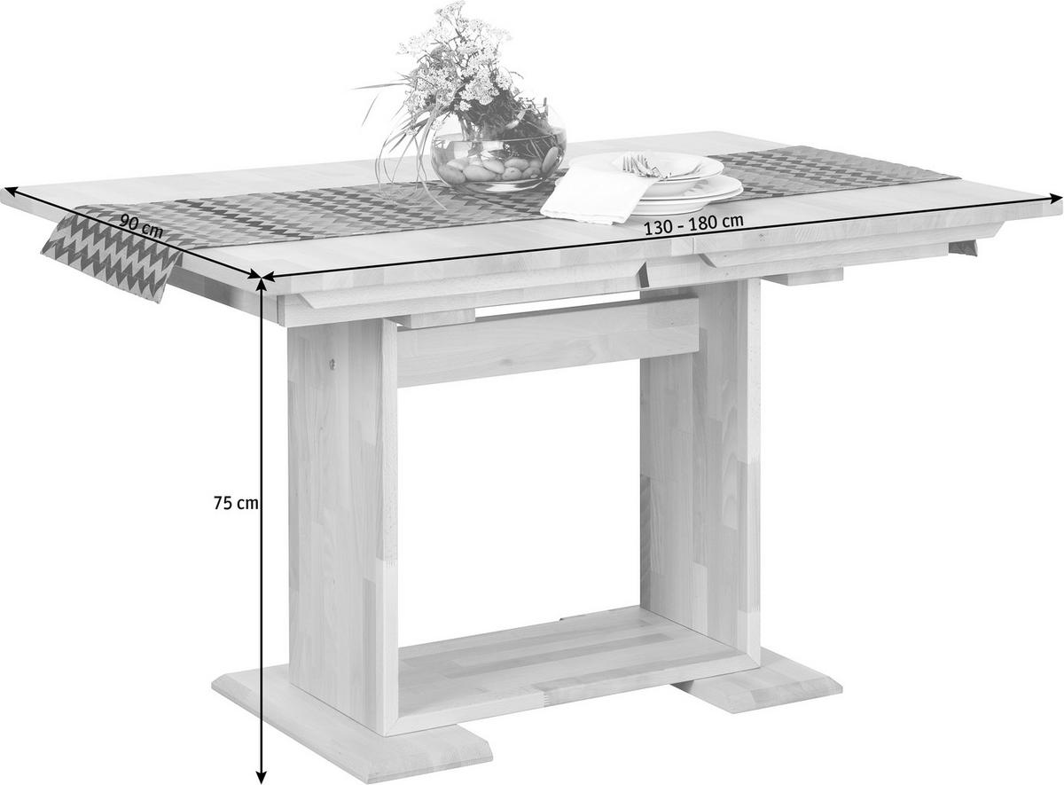ESSTISCH Buchefarben rechteckig  ausziehbar  - Buchefarben, KONVENTIONELL, Holz (130/90/75cm) - Livetastic