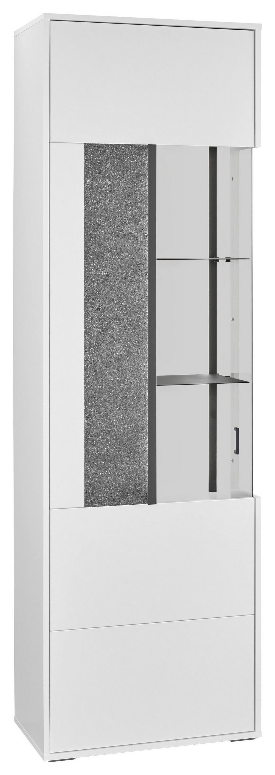 VITRINE in Weiß  - Dunkelgrau/Weiß, Design, Glas/Holzwerkstoff (63,7/204/37,2cm) - SetOne by Musterring