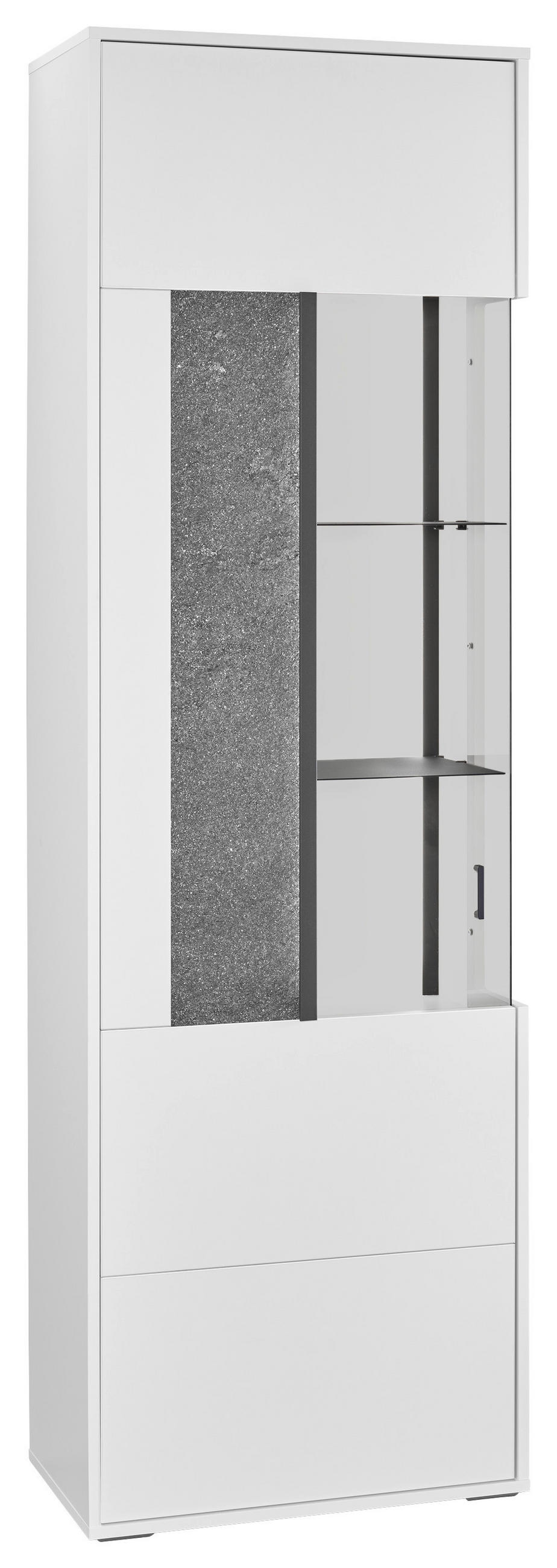 VITRINE in Weiß  - Dunkelgrau/Weiß, Design, Glas/Holzwerkstoff (63,7/204/37,2cm) - SetOne by Musterring