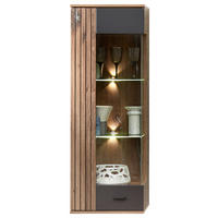 VISEĆA VITRINA   - crna, Moderno, staklo/metal (45/129/38cm) - Mömax