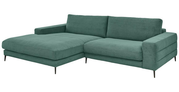 ECKSOFA in Feincord Grün  - Schwarz/Grün, Design, Textil/Metall (207/293cm) - Dieter Knoll