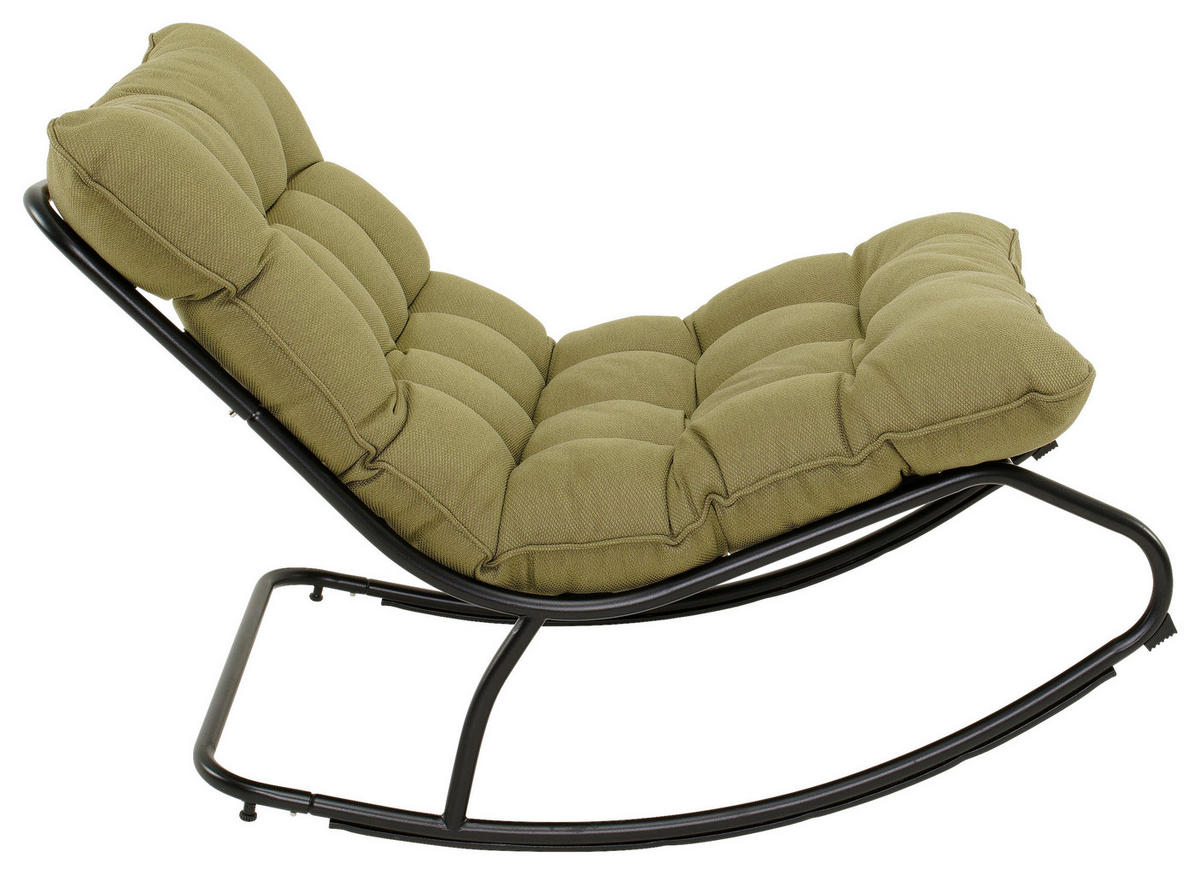 GARTENSCHAUKELSTUHL Stahl Schwarz, Olivgrün  - Schwarz/Olivgrün, MODERN, Textil/Metall (75/81/118cm) - Ambia Garden