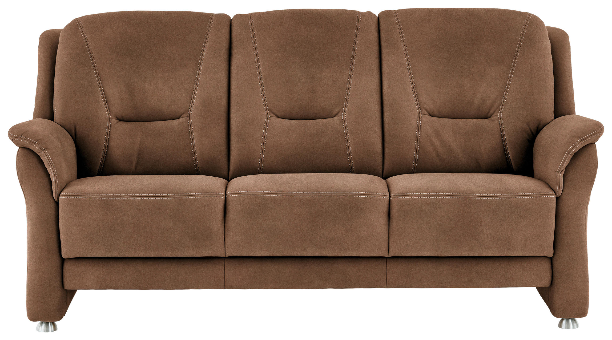3-SITZER-SOFA in Mikrofaser Hellbraun  - Hellbraun/Beige, Konventionell, Textil/Metall (198/100/89cm) - Beldomo Comfort