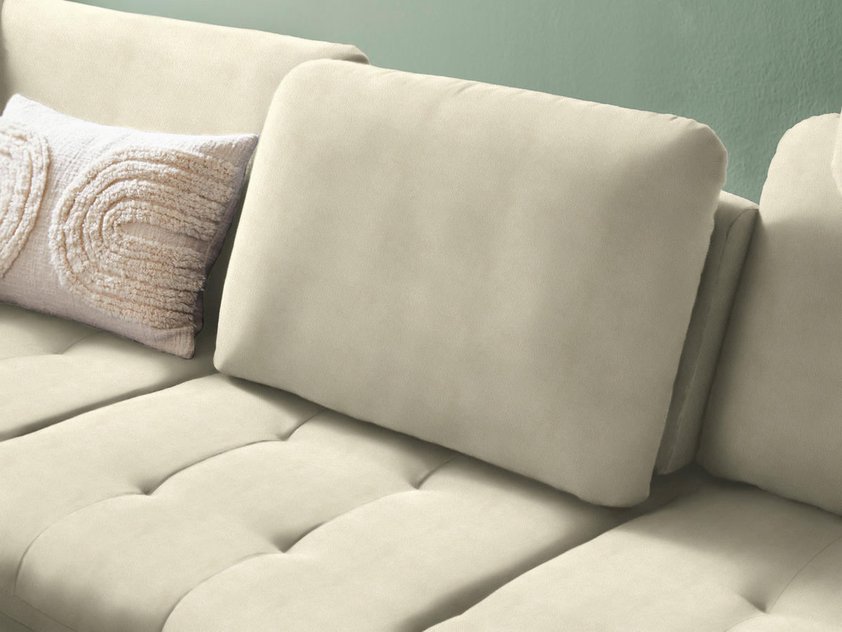 ECKSOFA Creme Flachgewebe  - Creme/Schwarz, Natur, Textil/Metall (233/288cm) - Valnatura