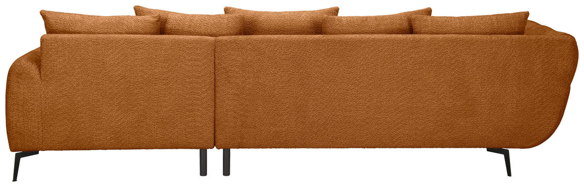 ECKSOFA 318/217 cm  in Bouclé Kupferfarben Zierkissen, Rückenkissen, Rücken echt  318/217 cm  - Schwarz/Kupferfarben, MODERN, Textil/Metall (318/217cm) - Carryhome