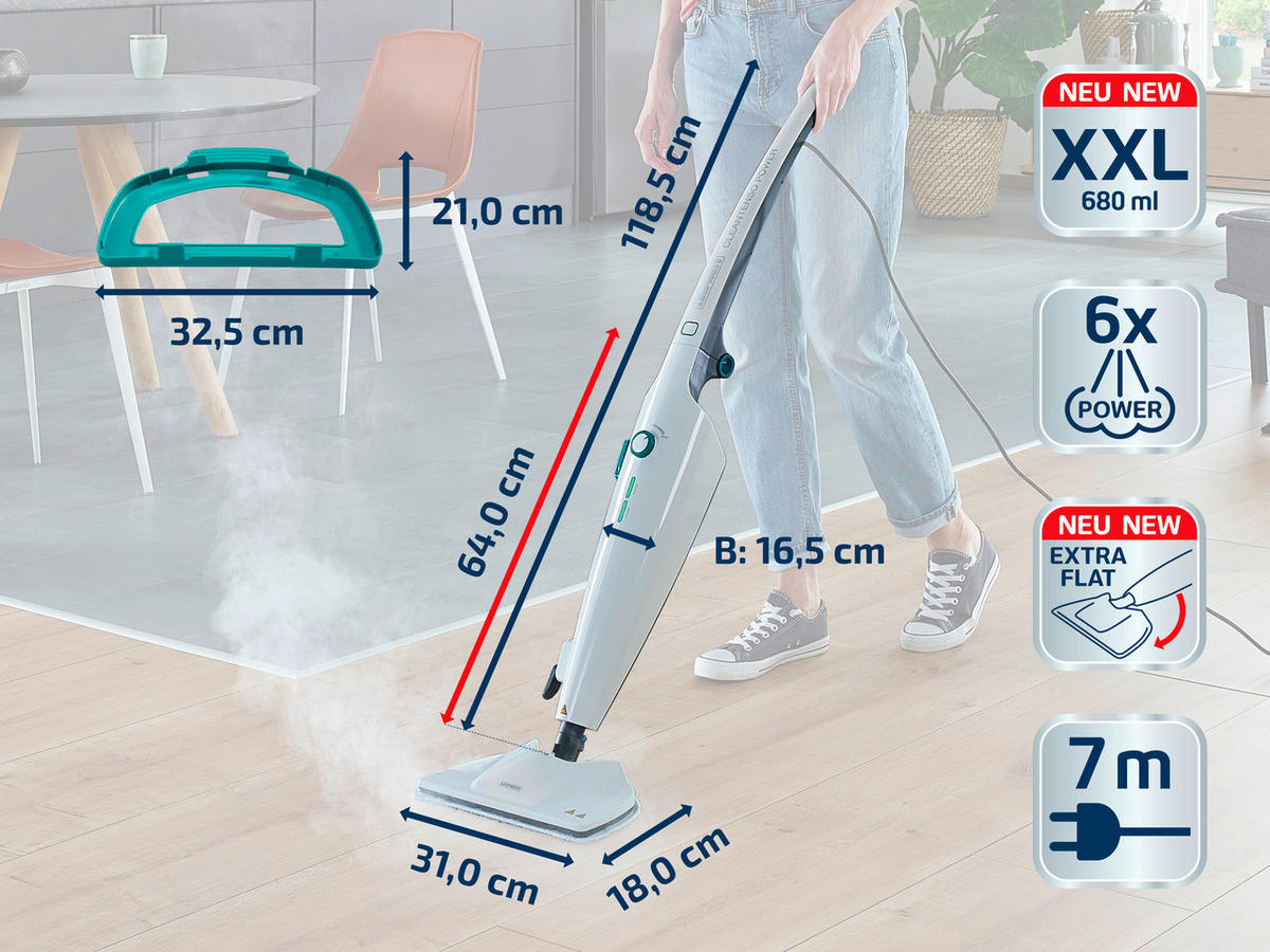 DAMPFREINIGER  CLEAN TENSO POWER  - Weiß, Basics, Kunststoff (120/33/24cm) - Leifheit