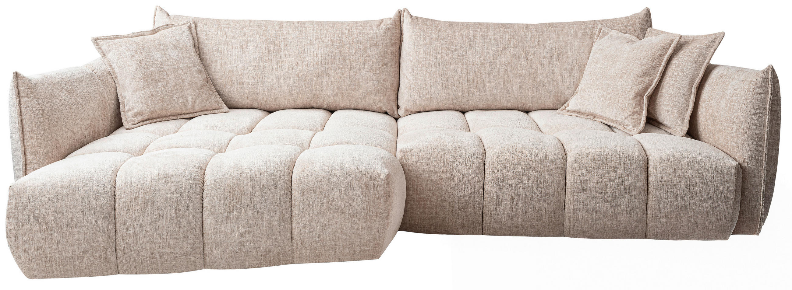 ECKSOFA Beige Chenille Zierkissen, Rückenkissen, Rücken echt  - Beige/Schwarz, Design, Kunststoff/Textil (156/302cm) - Lomoco