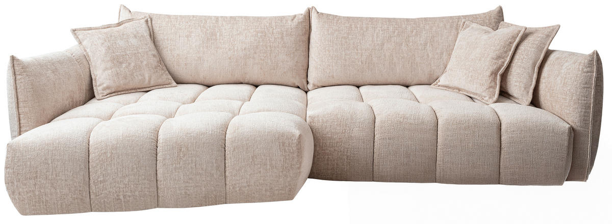 ECKSOFA Beige Chenille Zierkissen, Rückenkissen, Rücken echt  - Beige/Schwarz, Design, Kunststoff/Textil (156/302cm) - Lomoco