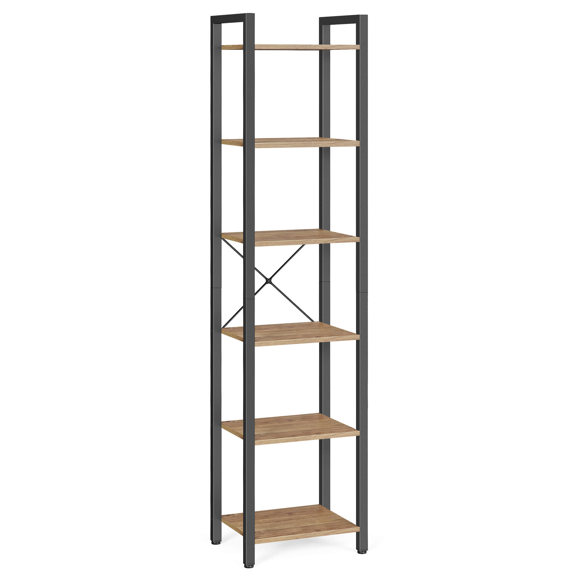 REGAL Schwarz, Walnussfarben  - Walnussfarben/Schwarz, Basics, Holzwerkstoff/Metall (40/186/30cm) - Boxxx