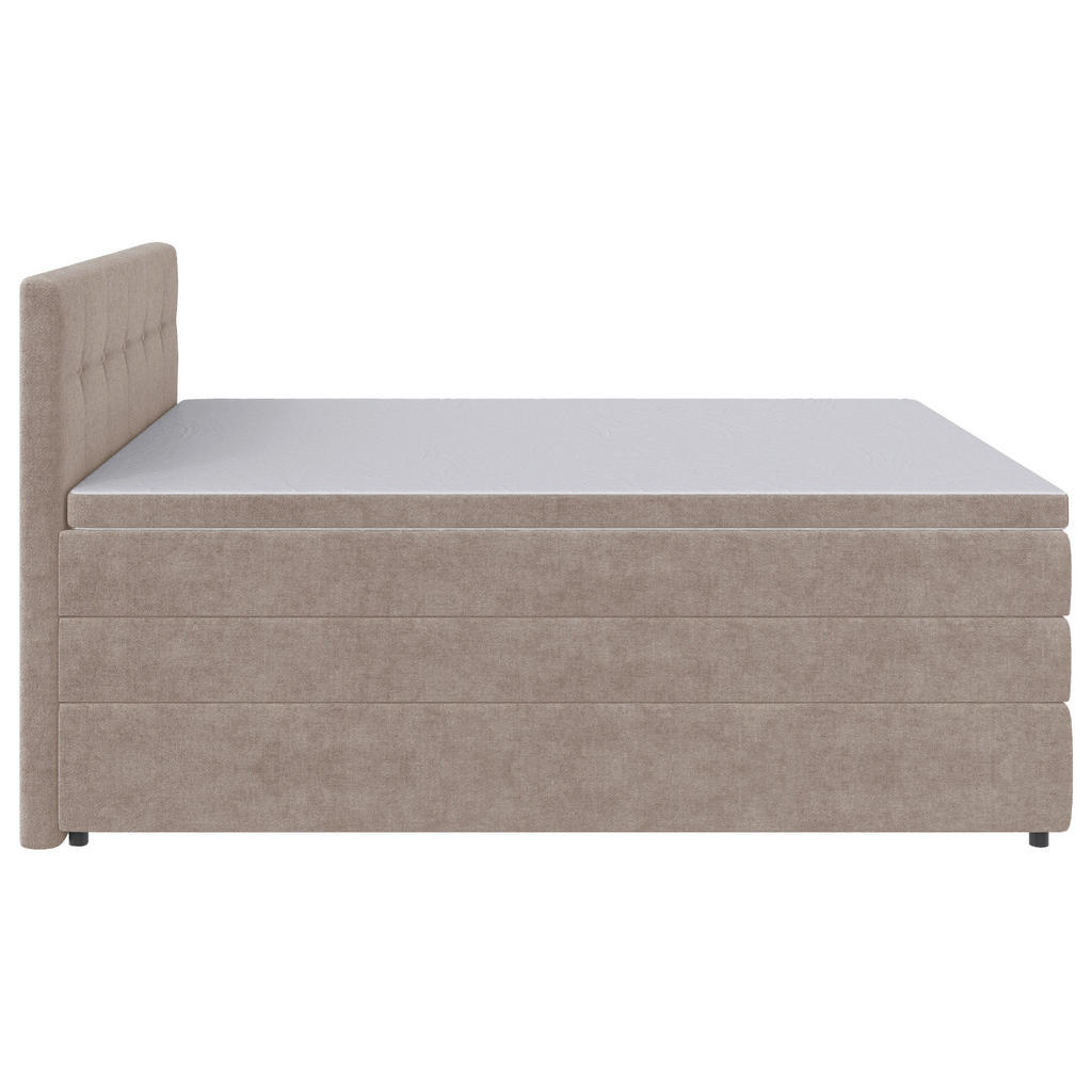 Thumbnail - Carryhome Boxspringbett, Beige, Textil, H3, Höhe ca. 18 cm, 140x200 cm, gepolstertes Kopfteil, Topper durchgehend, in ve...
