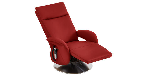 RELAXSESSEL in Leder Rot  - Edelstahlfarben/Rot, Design, Leder/Metall (70/108/80cm) - Cantus