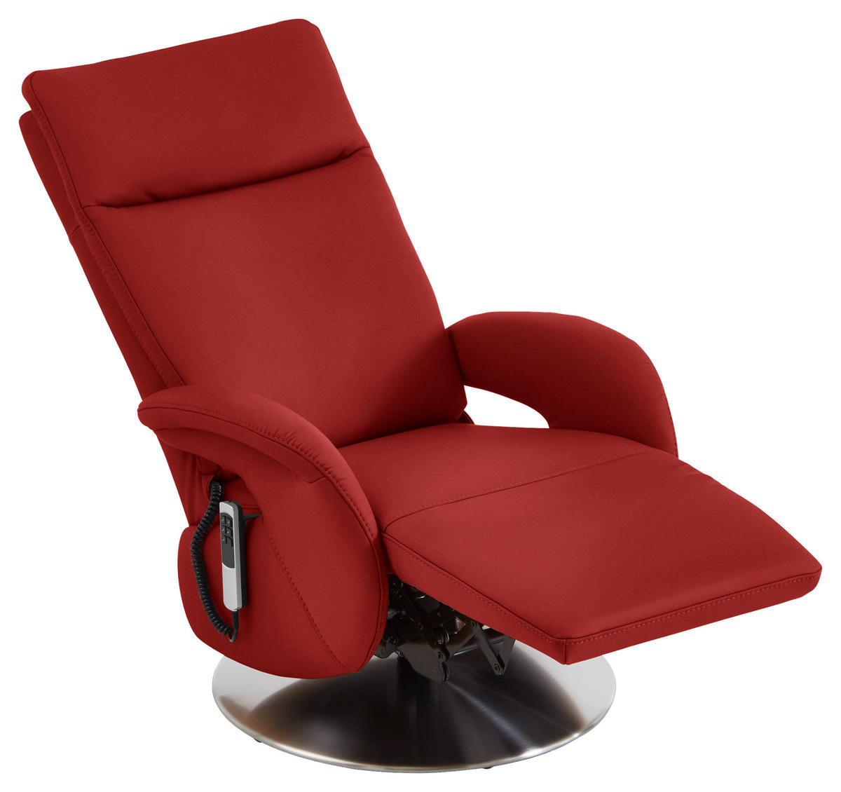 RELAXSESSEL in Leder Rot  - Edelstahlfarben/Rot, Design, Leder/Metall (70/108/80cm) - Cantus