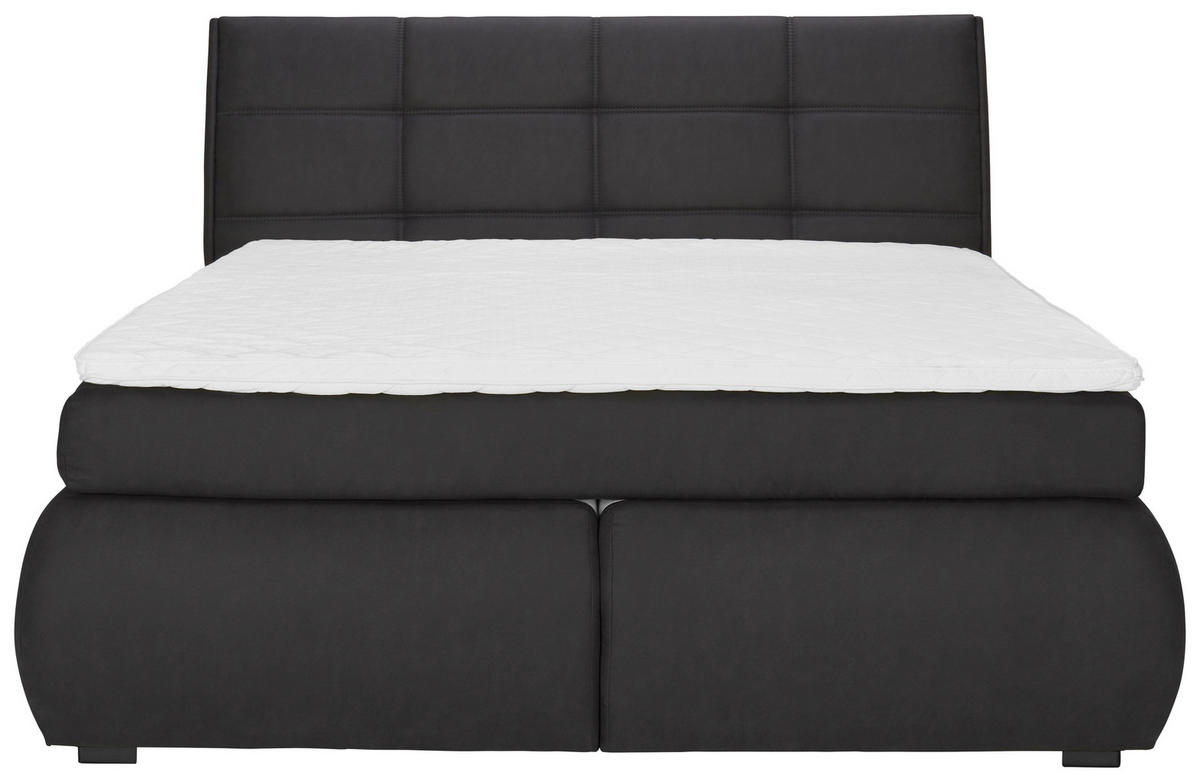 Boxspring, 160/200 cm, gri - negru/gri, Konventionell, textil/material pe bază de lemn (160/200cm) - Xora