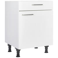 SCHUBKASTENUNTERSCHRANK 60/87/56 cm  in Weiß  - Edelstahlfarben/Weiß, MODERN, Holzwerkstoff/Metall (60/87/56cm) - Nobilia