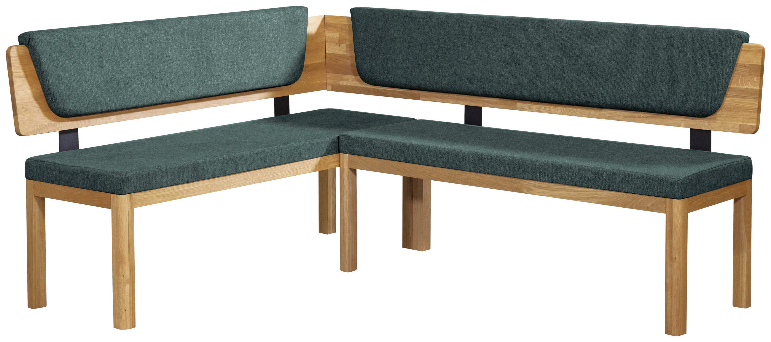 ECKBANK 155/195 cm Webstoff Türkis, Eichefarben Eiche vollmassiv   - Türkis/Eichefarben, KONVENTIONELL, Holz/Textil (155/195cm) - Linea Natura