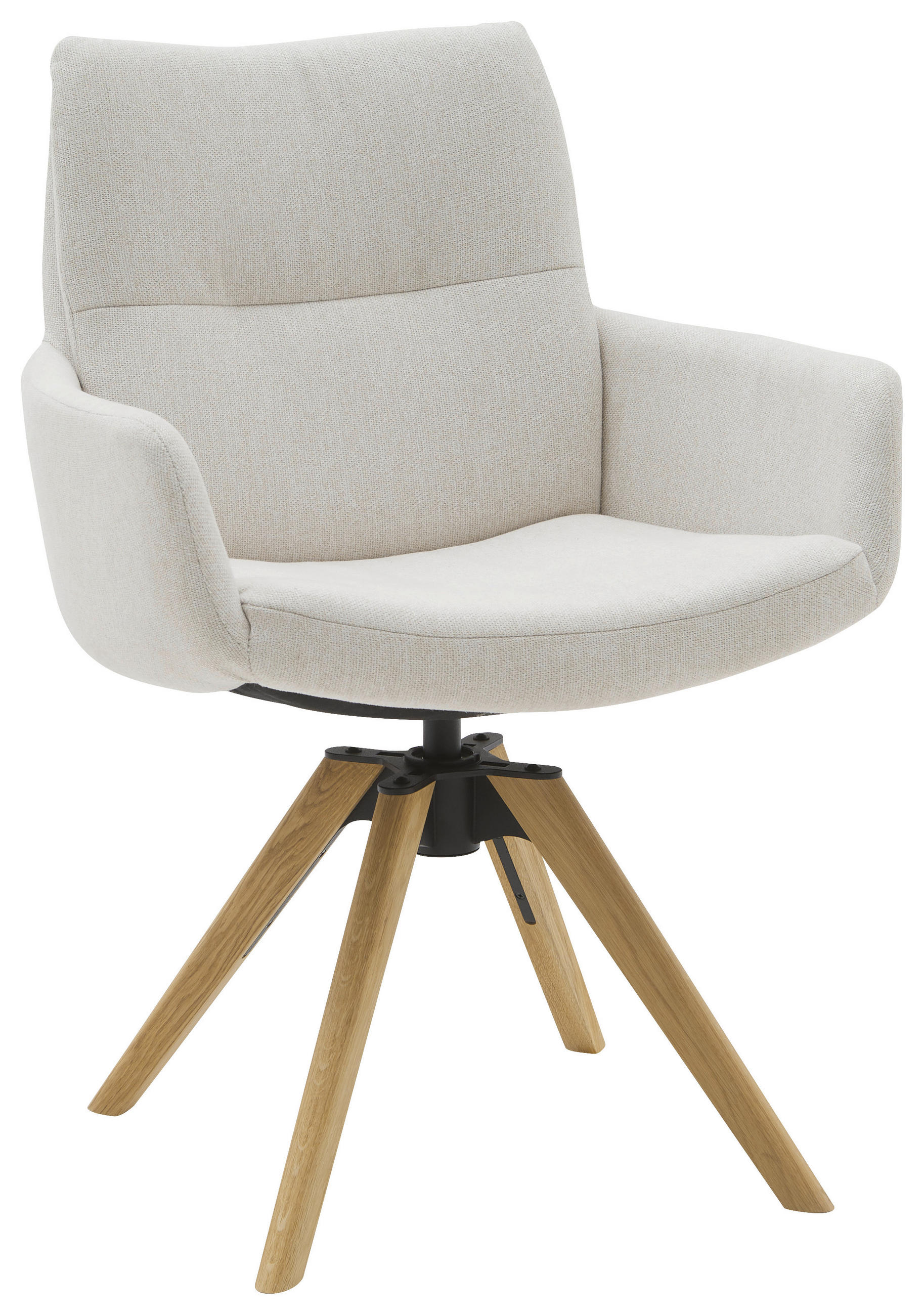 ARMLEHNSTUHL  Sitzfläche 360° drehbar Flachgewebe  Beige  - Eichefarben/Beige, Design, Holz/Textil (62/90/68cm) - Valnatura