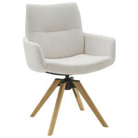 ARMLEHNSTUHL  Sitzfläche 360° drehbar Flachgewebe  Beige  - Eichefarben/Beige, Design, Holz/Textil (62/90/68cm) - Valnatura