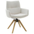 ARMLEHNSTUHL  Sitzfläche 360° drehbar Flachgewebe  Beige  - Eichefarben/Beige, Design, Holz/Textil (62/90/68cm) - Valnatura
