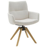 ARMLEHNSTUHL  Sitzfläche 360° drehbar Flachgewebe  Beige  - Eichefarben/Beige, Design, Holz/Textil (62/90/68cm) - Valnatura