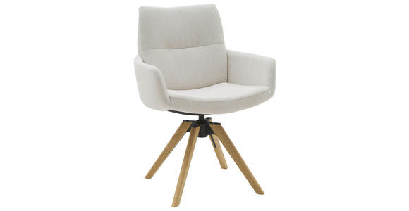 ARMLEHNSTUHL  Sitzfläche 360° drehbar Flachgewebe  Beige  - Eichefarben/Beige, Design, Holz/Textil (62/90/68cm) - Valnatura